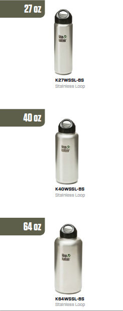 K27WSSL Klean Kanteen 27-Ounce Stainless Steel Wide Mouth Bottle with  Loop-cap