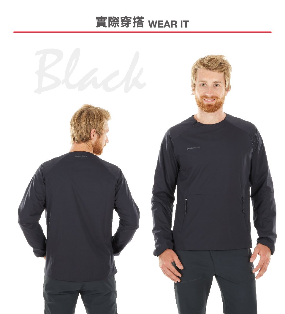 Mammut 長毛象 Seon IN Crew Neck AF Men 保暖長袖圓領衣 黑色 男款 #1013-00660(亞洲限定款)