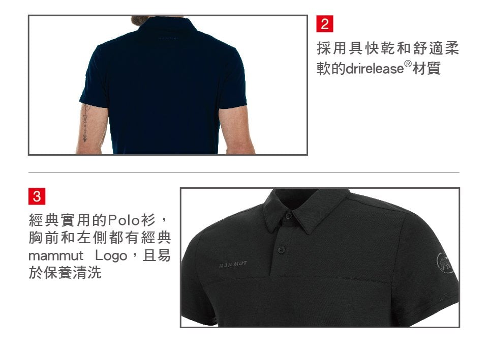 Mammut 長毛象 Trovat Tour Polo Men 短袖排汗快乾POLO衫 海洋藍 男款 #1017-00030