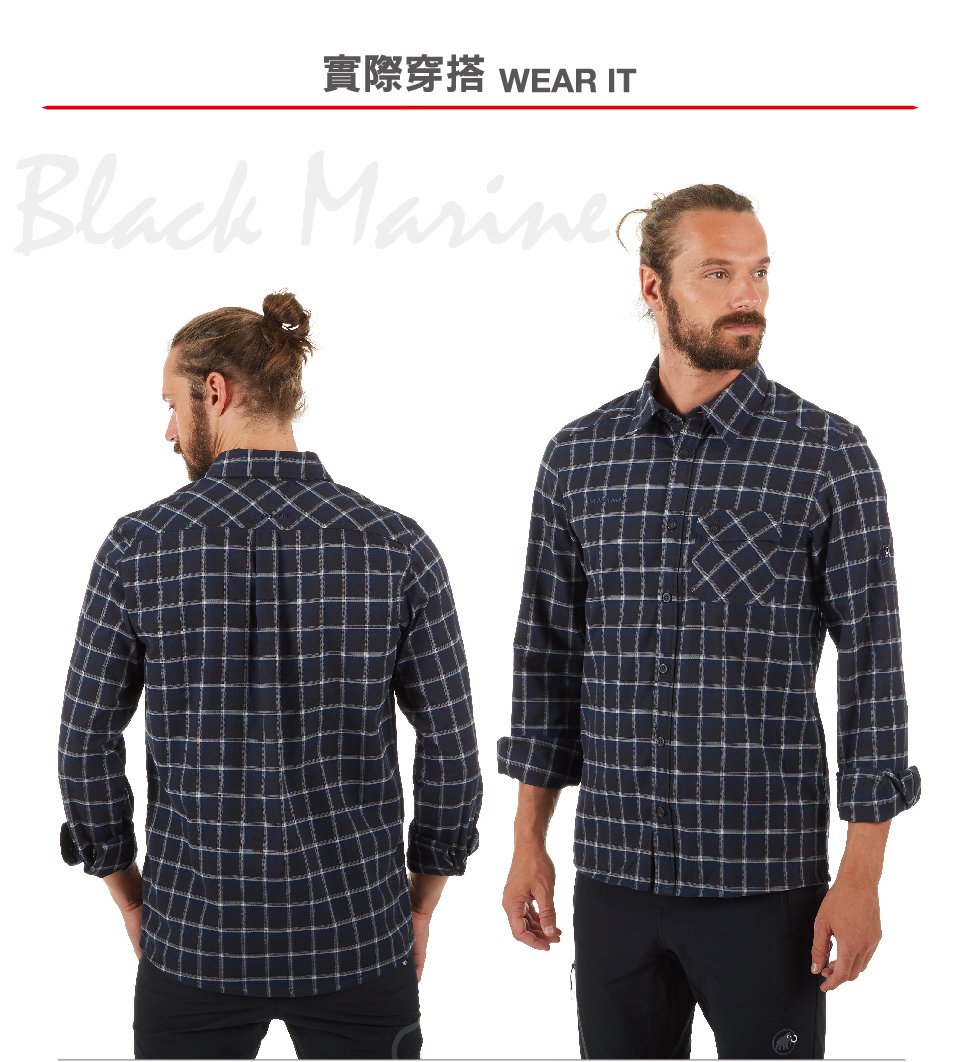 Mammut 長毛象 Belluno Tour Longsleeve Shirt Men 抗菌格紋長袖襯衫 幻影黑/紅 男款 #1030-02600