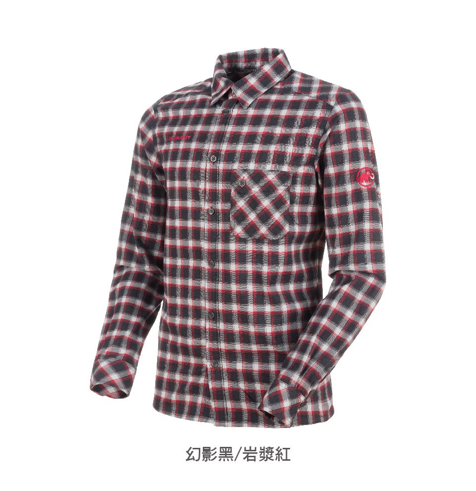 Mammut 長毛象 Belluno Tour Longsleeve Shirt Men 抗菌格紋長袖襯衫 幻影黑/紅 男款 #1030-02600