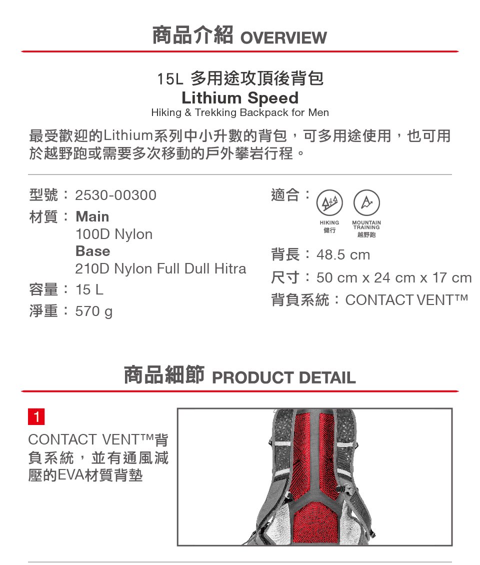 Mammut 長毛象 Lithium Speed 15 多用途攻頂後背包 黑色 #2530-00300