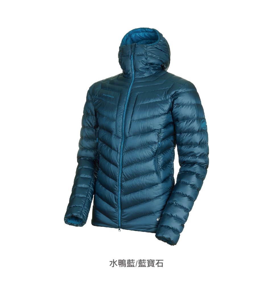 【Mammut 長毛象】Broad Peak IN Hooded Jacket AF Men 防潑水連帽羽絨外套 水鴨藍/藍寶石 男款 #1013-01140