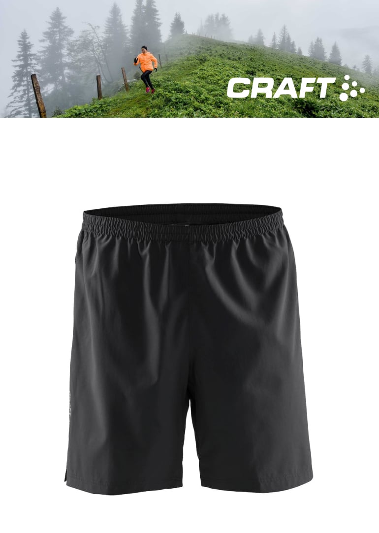 【CRAFT 瑞典 男款 PEP SHORTS M 運動休閒短褲〈黑〉】1904558-9999/運動短褲/休閒短褲/短褲/慢跑★滿額送