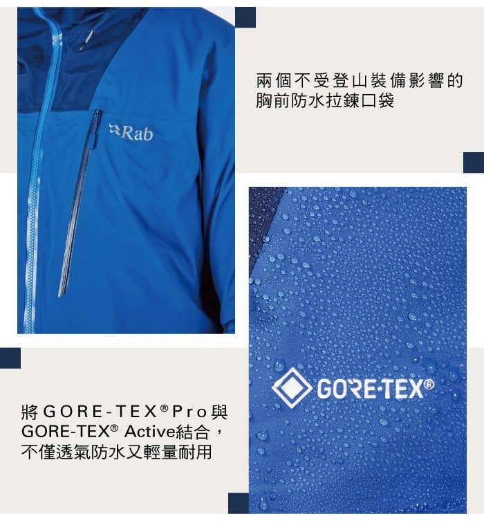 【英國 RAB】 Muztag GTX Jacket 防水透氣連帽外套 男款 神聖藍 #QWQ38