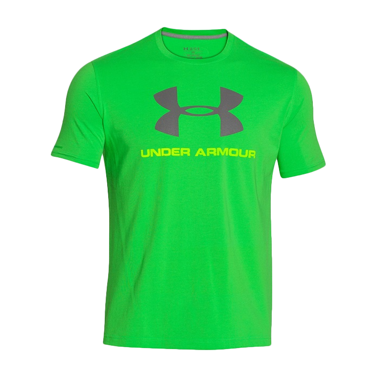 全家遊戶外】㊣ Under Armour 美國UA 男HG能量棉大Logo短袖T恤黑/紅