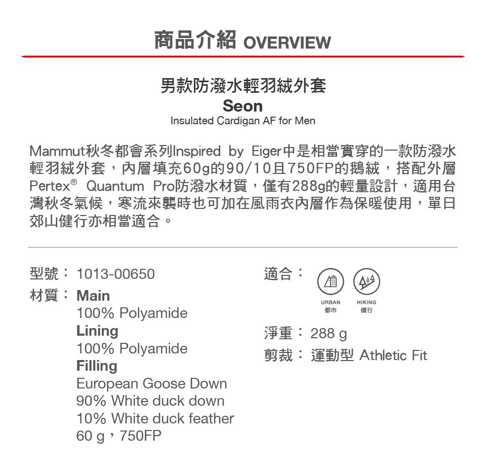 Mammut 長毛象 Seon IN Cardigan AF Men 防潑水輕羽絨外套 黑色 男款 #1013-00650 (亞洲限定款)