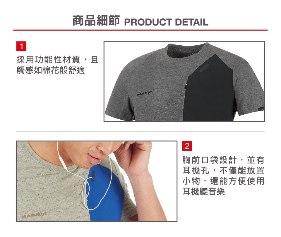 Mammut 長毛象 Crashiano Pocket T-Shirt Men 機能短袖 T-Shirt 男款 黑色 #1017-00920