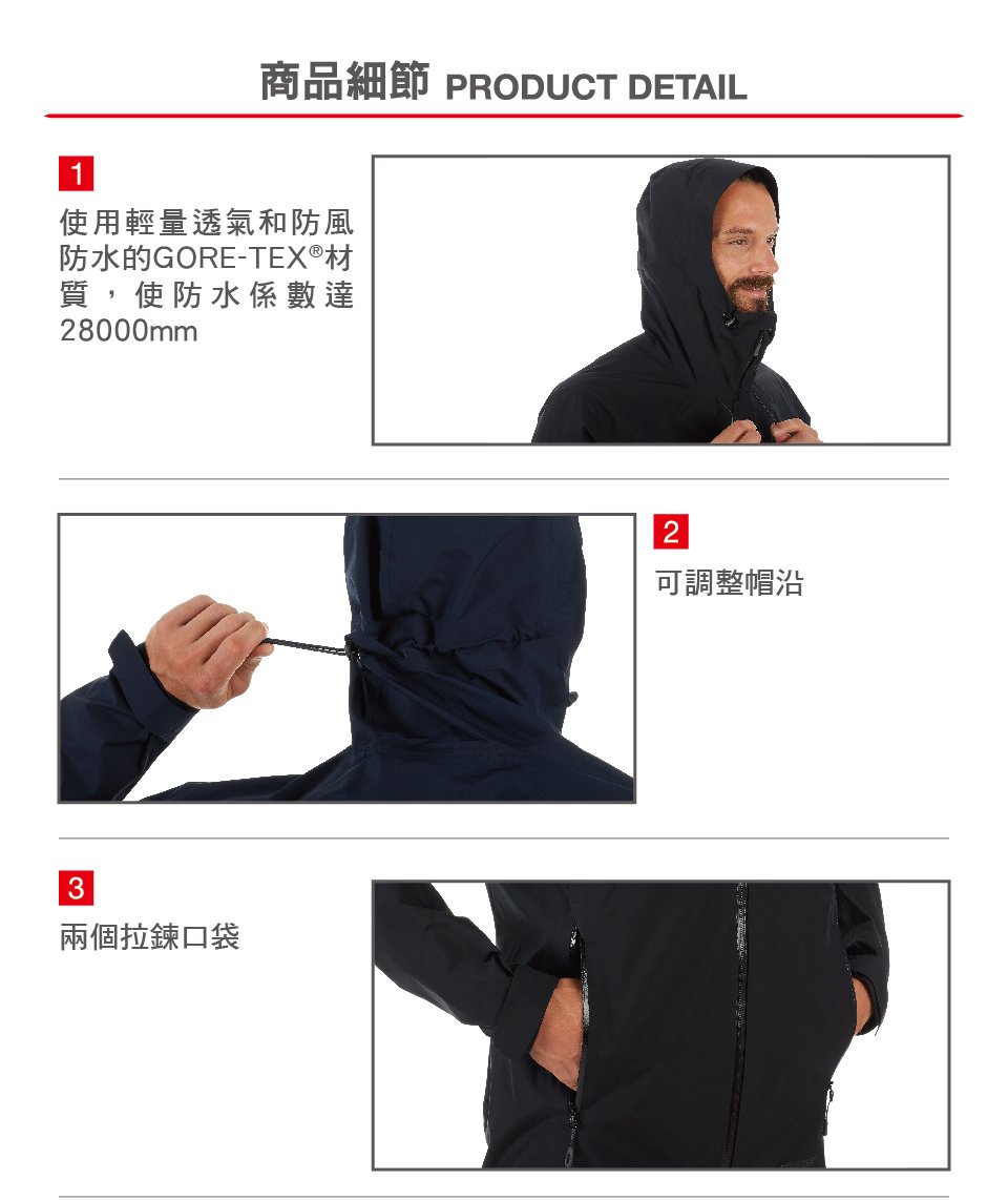 Mammut 長毛象 Convey Tour HS Hooded Jacket Men 防水輕量連帽外套 男款 海洋藍 #1010-26031