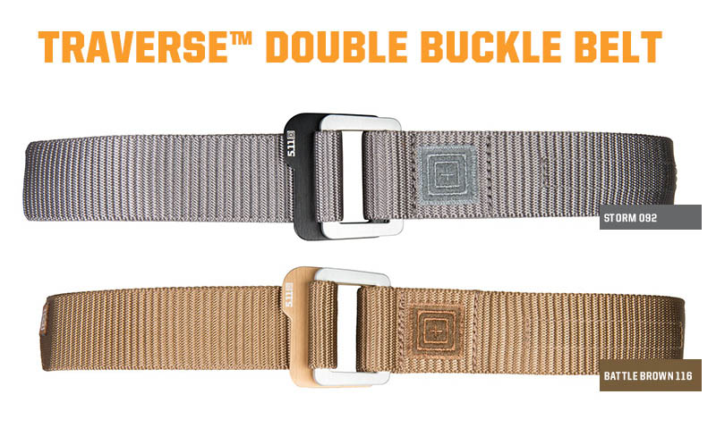 5.11 Tactical TRAVERSE DOUBLE BUCKLE BELT1.5吋雙釦皮帶(淺灰色