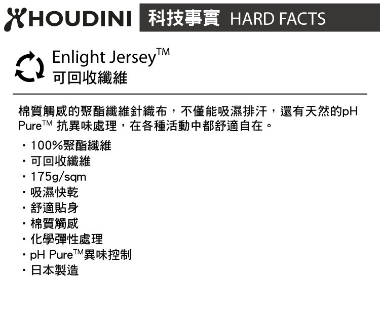 【瑞典 Houdini】Big Up Message Tee 舒適快乾休閒T恤 男款 純黑 #237894