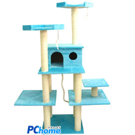 ★六顆星賓士級貓跳台.多層次空間設計∼藍色立方體貓跳台-(10032)