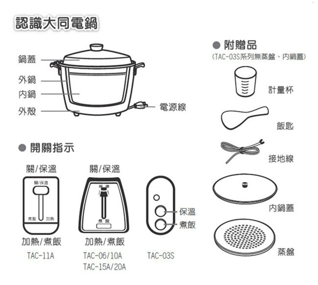 TATUNG 大同TAC-15L- D 15人份(不鏽鋼電鍋& 配件) _ 大同公司貨