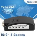 寬螢幕16:9及4:3皆可用-TV轉VGA影像轉換器(AV轉PC訊號轉換器.TV to PC影像轉換盒)