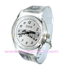 手錶◥ 優質 音符造型錶 灰色五線譜→大