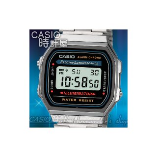 時計屋 卡西歐 CASIO A168WA-1 電子錶 不鏽鋼錶帶 整點報時 EL冷光 生活防水 A168WA