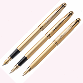 白金牌高級鍍金鋼筆＋鋼珠筆+原子筆對筆
