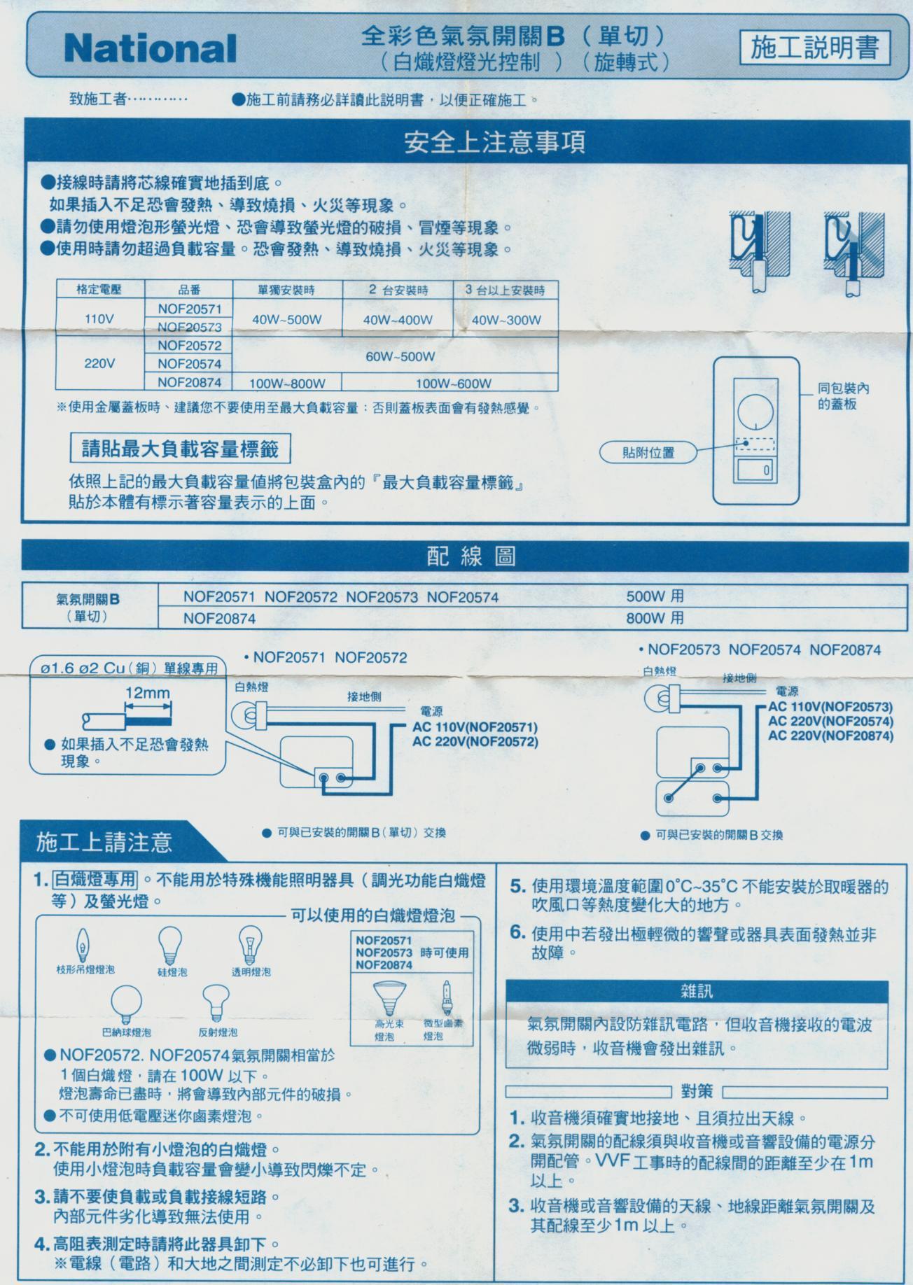 NOF20571 氣氛開關-調光器~含蓋板- PChome 商店街