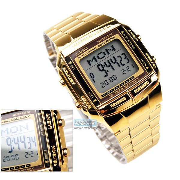 DB-360G-9ADF 卡西歐 CASIO 電子錶 方型 復刻金電鍍 43mm 男錶 時間玩家 DB-360G-9A
