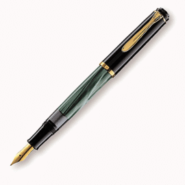 Pelikan百利金R200系列綠桿鍍金夾大理石紋鋼筆