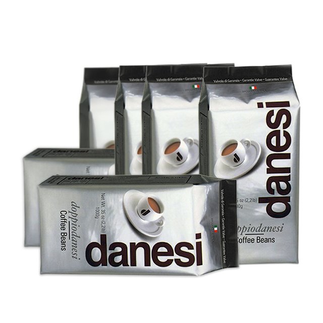 義大利Danesi Doppio 1公斤(2.2磅)義式綜合咖啡豆,阿拉比卡,中烘焙Espresso,多項國際安全品質認證,六包