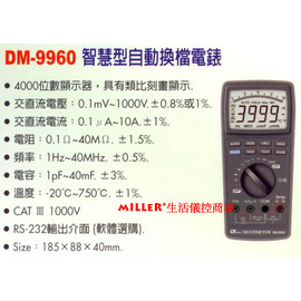 【米勒線上購物】LUTRON DM-9960 智慧型自動換檔電錶 可連接電腦 軟體傳輸線選購