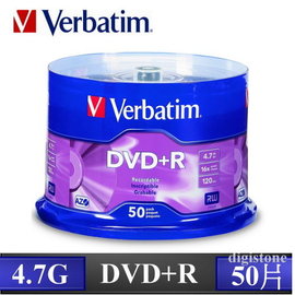 Verbatim 威寶 空白光碟片 AZO 藍鳳凰 16x DVD+R 4.7GB 50片布丁桶X1