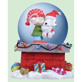 美國進口精品 史努比 Snoopy 聖誕水晶球音樂盒 耶誕最佳禮物 Up On ARooftop