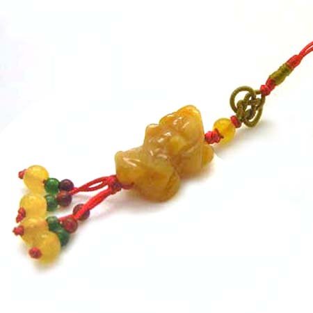 黃玉貔貅與瑪瑙珠串吊飾