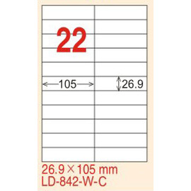 【龍德】LD-842(直角) 雷射、影印專用標籤-紅銅板 26.9x105mm 20大張/包