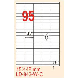 【龍德】LD-843(直角) 雷射、影印專用標籤-紅銅板 15x42mm 20大張/包