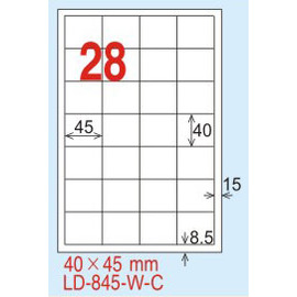 【龍德】LD-845(直角) 雷射、影印專用標籤-紅銅板 40x45mm 20大張/包