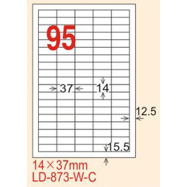【龍德】LD-873(直角) 雷射、影印專用標籤-紅銅板 14x37mm 20大張/包