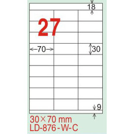 【龍德】LD-876(直角) 雷射、影印專用標籤-紅銅板 30x70mm 20大張/包