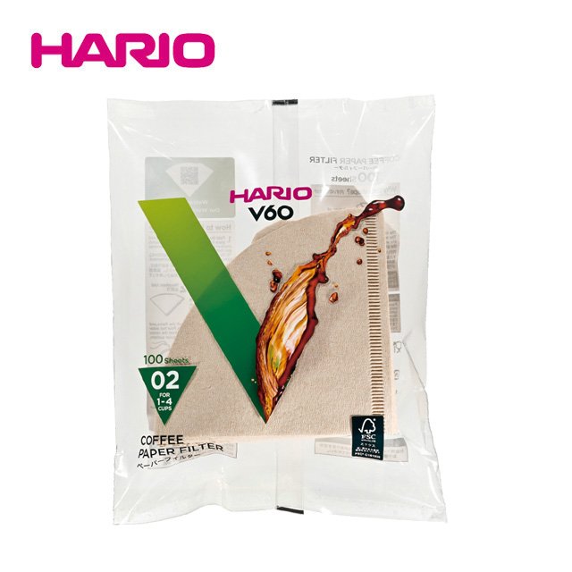 《HARIO》V60無漂白02濾紙100張 VCF-02-100M