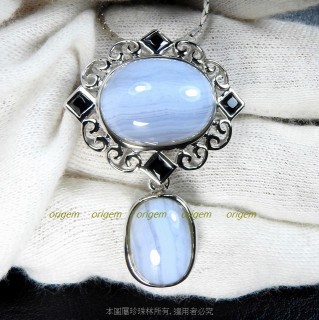 珍珠林~藍紋石銀墬~高純度925純銀.天然藍紋石#094