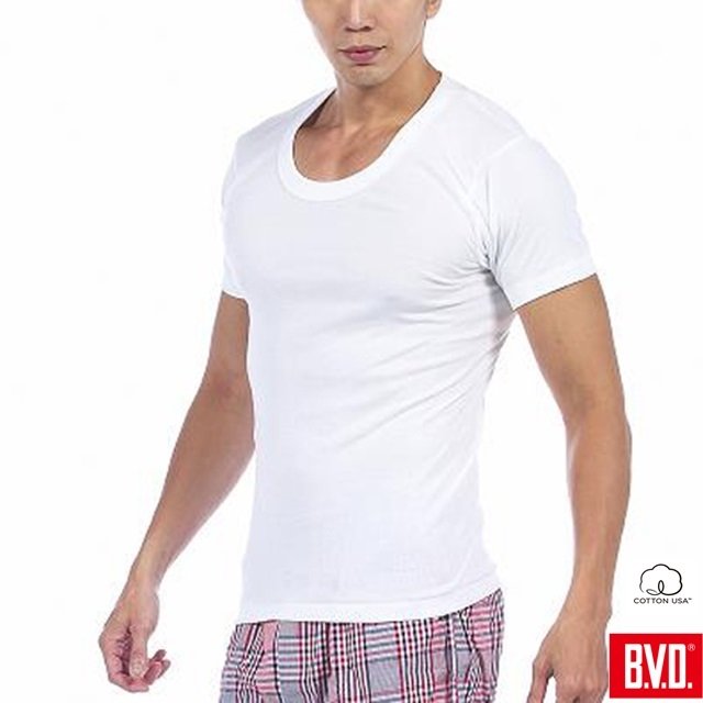 【BVD】舒適時尚型男純棉U領短袖內衣~4件組