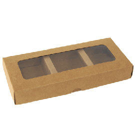 《荷包袋》牛皮鏤空紙盒(3格裝) 無印【10入】_3-39004-1
