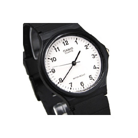 MQ-24-7B 卡西歐 CASIO 指針錶 白面 數字時刻 黑色橡膠錶帶 35mm 男錶 女錶 MQ-24-7BL 時間玩家
