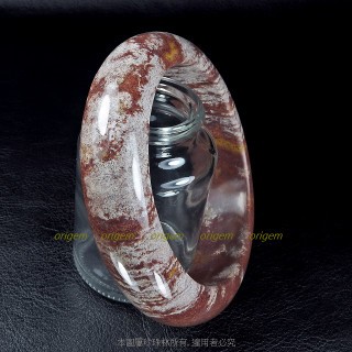 珍珠林~寬板加厚經典圓玉鐲~A貨印度海洋七彩玉- 玫瑰紅(內徑59.5mm, 手圍19號半) #001