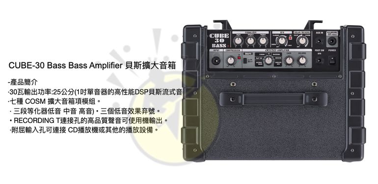 亞洲樂器Roland CUBE-30 Bass Bass Amplifier 貝斯擴大音箱、30瓦/30W