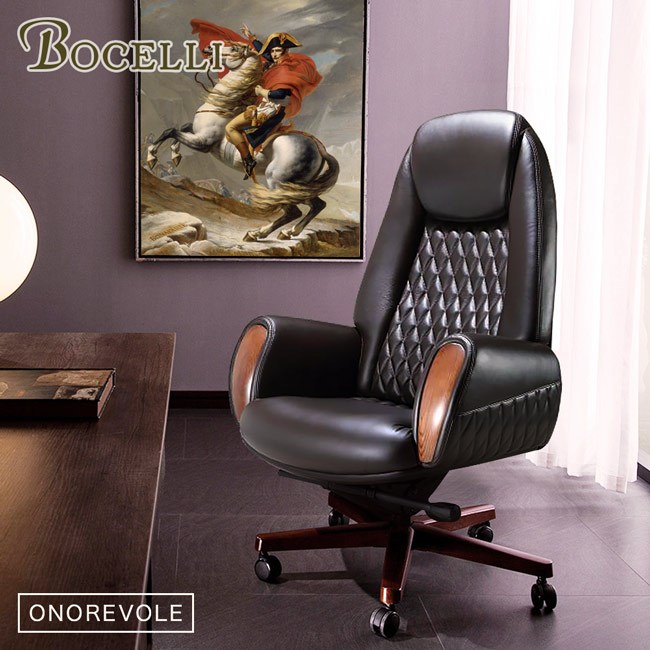 【BOCELLI】尊貴高背辦公椅(義大利牛皮)經典黑 豪優人體工學椅專賣店