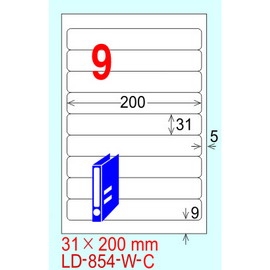 龍德 A4 電腦標籤紙 LD-854-AY-C 31*200mm(9格)20張入 黃銅版紙