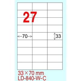 龍德 A4 電腦標籤紙 LD-840-AR-C 33*70mm(27格)20張入 紅銅版紙