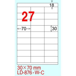 龍德 A4 電腦標籤紙 LD-876-FP-C 30*70mm(27格)20張入 螢光粉紅