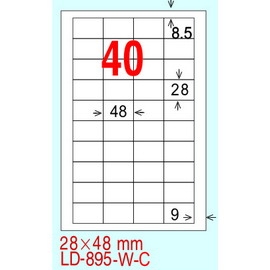 龍德 A4 電腦標籤紙 LD-895-AY-C 28*48mm(40格)20張入 黃銅版紙