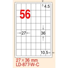 龍德 A4 電腦標籤紙 LD-877-AR-C 27*36mm(56格)20張入 紅銅版紙