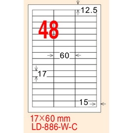 龍德 A4 電腦標籤紙 LD-886-AR-C 17*60mm(48格)20張入 紅銅版紙