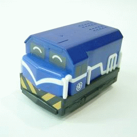 【鐵道新世界購物網】 Q版迴力車(R100藍色柴油車頭)