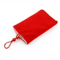 手機收納袋 彩珠束口袋內外層細緻厚絨布 可入iphone HTC智能手機及相機 保護袋長寬10x6公分 紅色